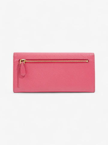 Prada Logo Continental Wallet Pink Saffiano Leather