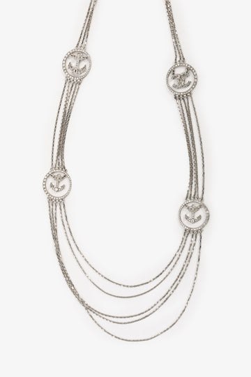 Chanel™ 2018 'Metiers D'art' Crystal Embellished CC Anchor Multi-Strand Necklace