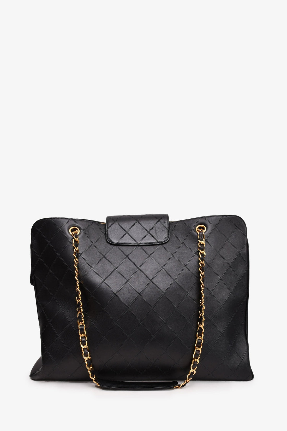 Chanel™ 1991/94 Black Leather Quilted XL Supermodel Weekender Tote