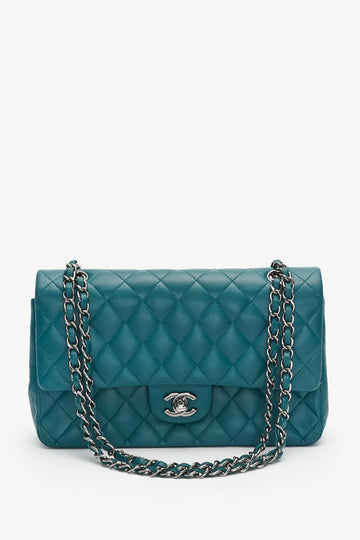 Chanel™ Teal Lambskin Medium Classic Double Flap Bag