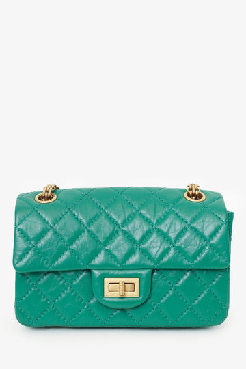 Chanel™ Green Quilted Leather Mini Reissue 225 Double Flap Bag