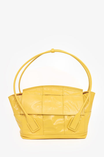 Bottega Veneta Yellow Maxi Intrecciato Leather Medium Arco Tote
