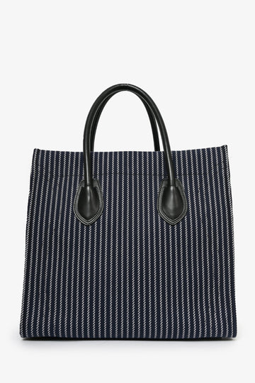Celine 2015 Navy Blue Striped Canvas Phantom Cabas Tote