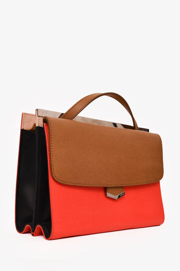 Fendi Red/Beige Leather 'Demi Jour' Top Handle with Strap