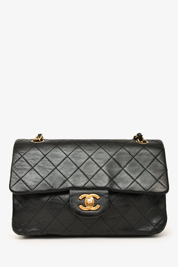 Chanel™ 1989-91 Vintage Black Lambskin Small Classic Double Flap