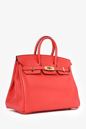 Hermès 2017 Red Swift Leather Retourne Birkin 25 GHW                                                                                