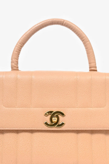 Pre-Loved Chanel™ 1995 Beige Caviar Leather Kelly Mademoiselle Top Handle