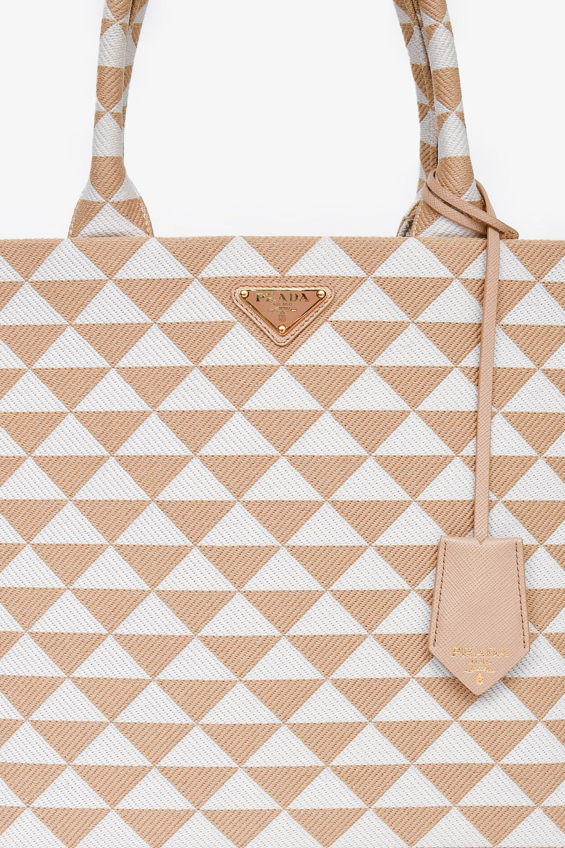 Prada Yellow/White Woven Large Symbole Tote