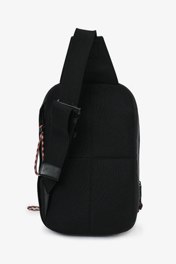Burberry Black Logo-Print Leather-Trimmed Coated-Canvas Sling Backpack