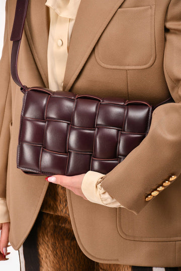Bottega Veneta Dark Purple Padded Leather Cassette Crossbody Bag