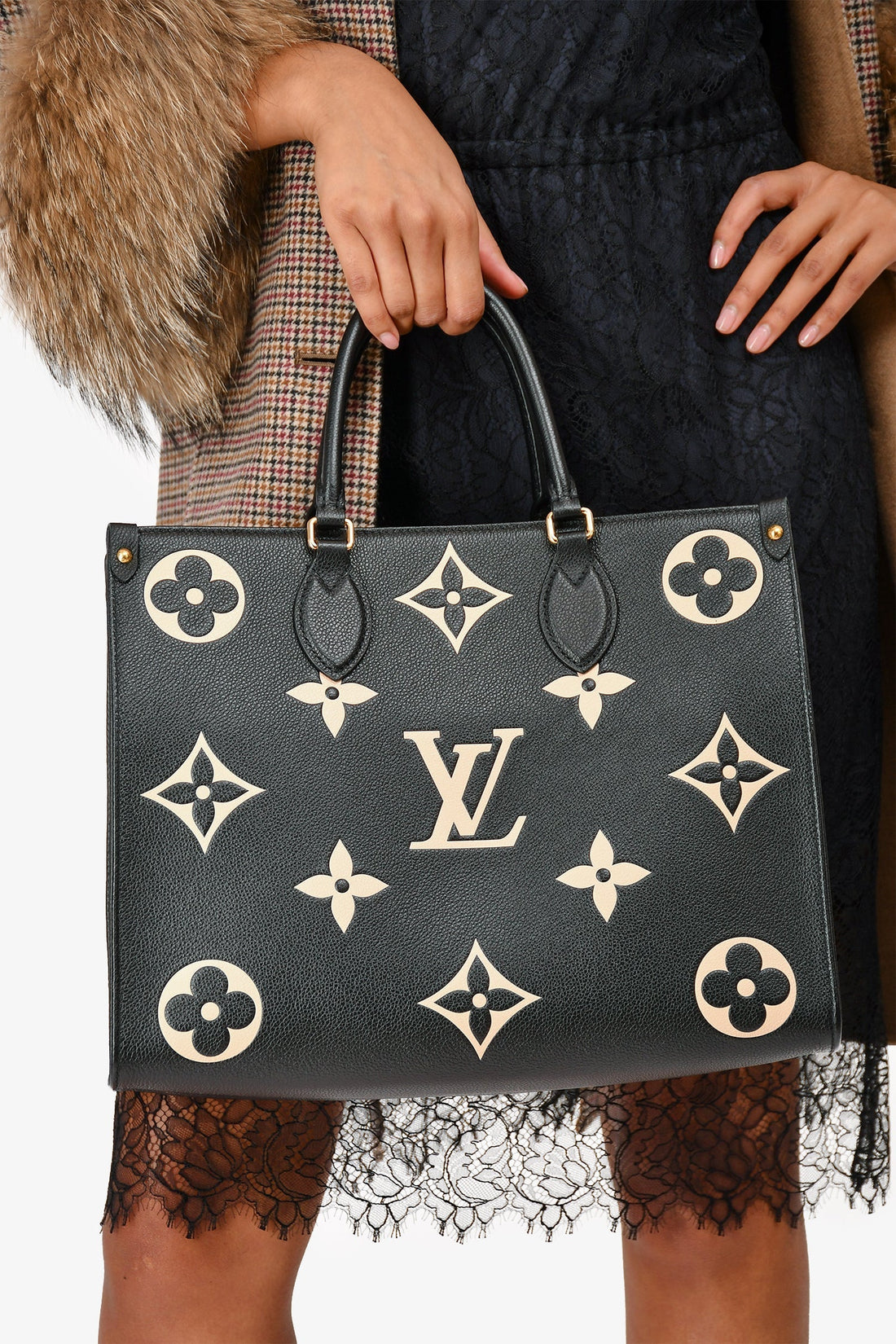 Louis Vuitton Black/Beige Giant Empreinte Onthego MM Tote
