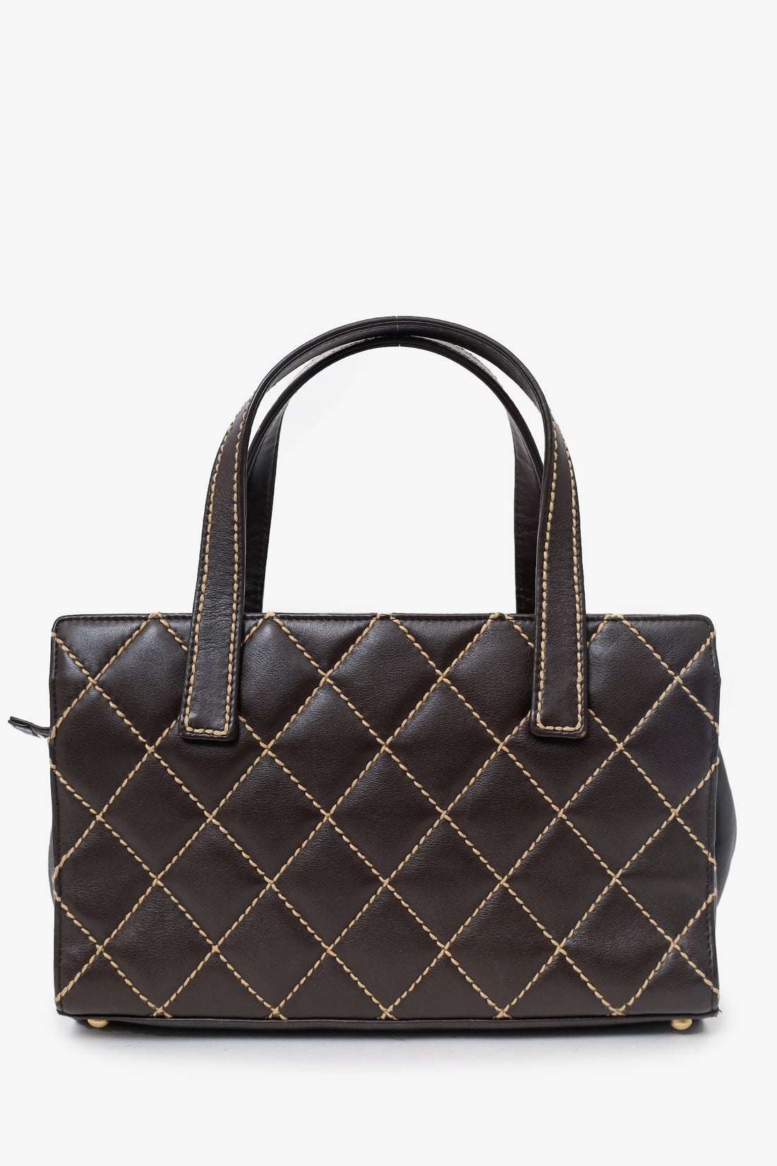 Pre-Loved Chanel™ 2004-05 Brown Leather Wild Stitch Coco Mark Leather Tote Bag
