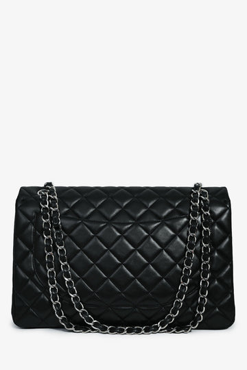 Pre-Loved Chanel™ 2011 Black Lambskin Classic Single Maxi Flap Bag
