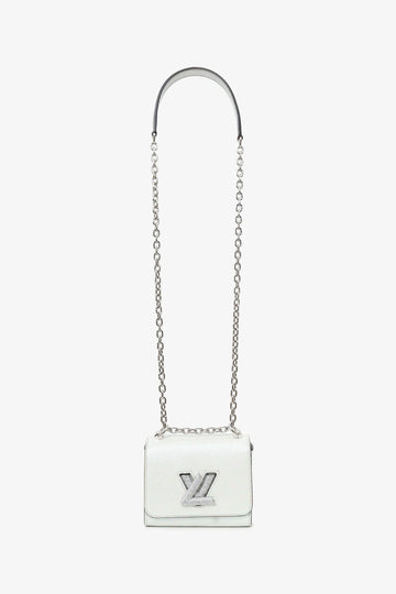 Louis Vuitton 2020 White Iridescent Karung Leather Twist Mini with Crystal Buckle