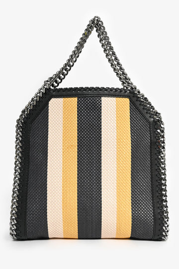 Stella McCartney Black/Yellow Striped Wicket Mini Chain Tote