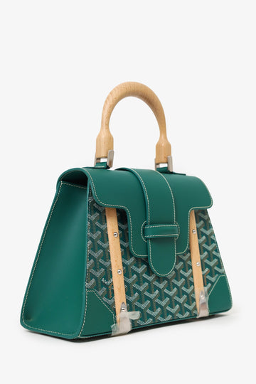 Goyard Green Leather 'Goyardine' Saigon PM Bag with Strap