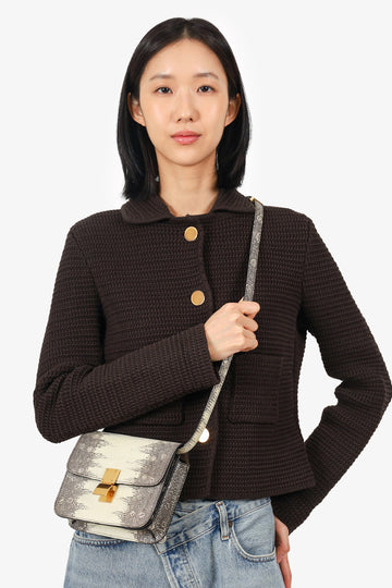 Celine Grey/Cream Lizard Box Teen Bag with Strap