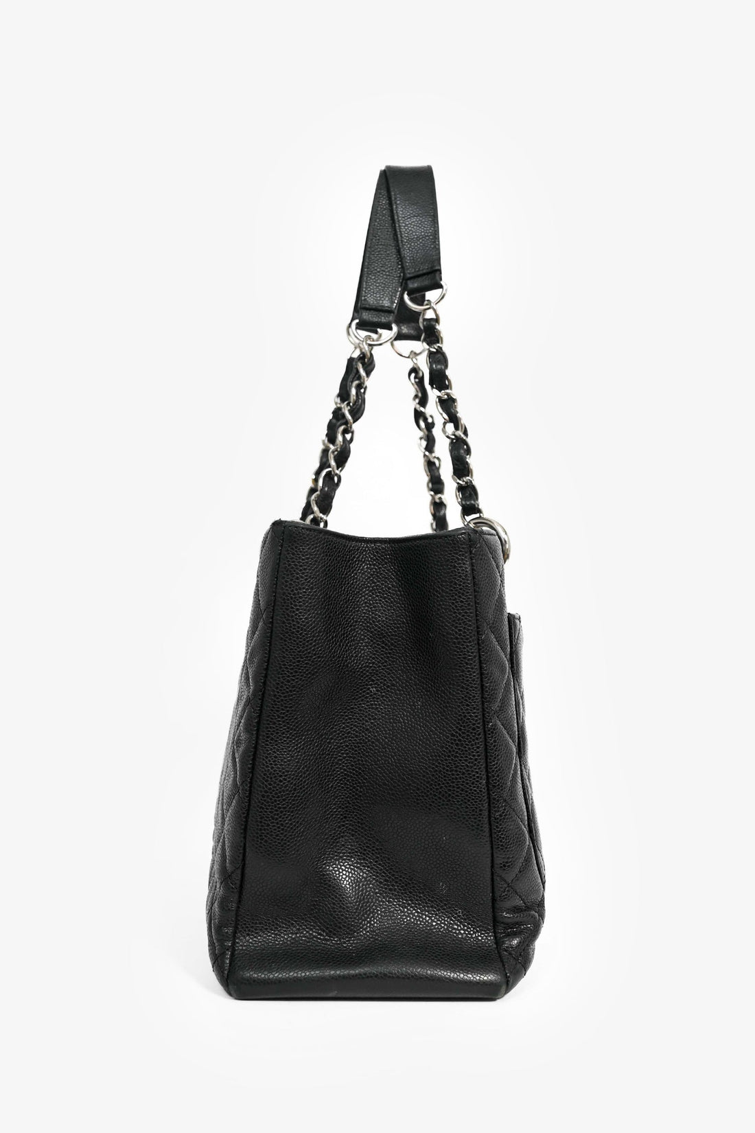 Chanel™ 2014 Black Caviar Leather Quilted CC Tote Bag (As Is)