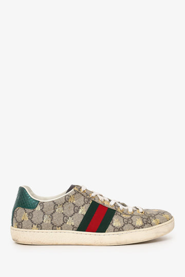 Gucci Beige/Brown CS Supreme Canvas Ace Bee Print Sneakers Size 36.5