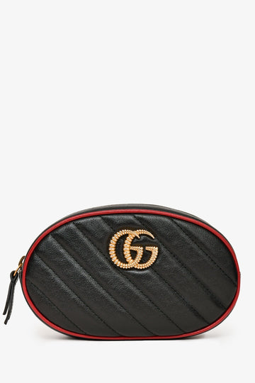 Gucci Black/Red Quilted CS Marmont Belt Bag sz 85/34