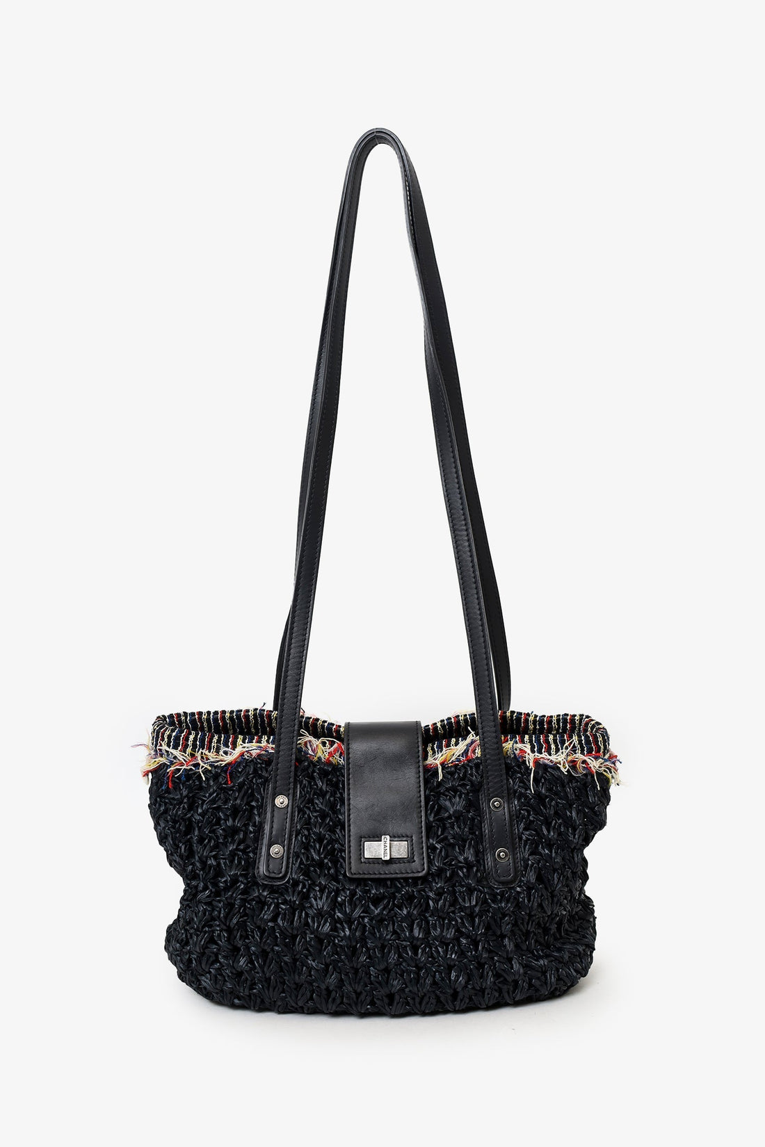 Chanel™ 2010-11 Black Straw Tweed 255 Tote Bag