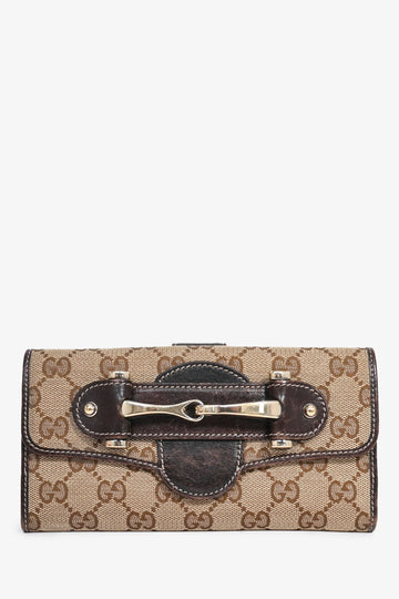 Gucci Vintage CS Monogram Horsebit Long Wallet