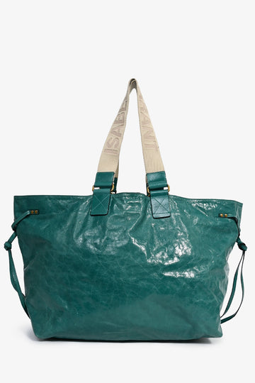 Isabel Marant Green Crinkle Leather 'Wardy' Tote Bag