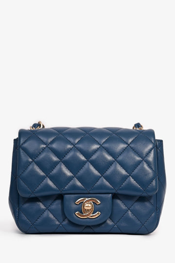 Chanel™ 2017-18 Blue Lambskin Leather Quilted Mini Square Flap