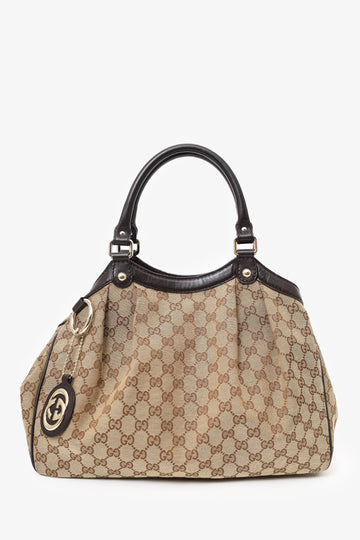 Gucci Brown Canvas/Leather GG Sukey Tote Bag