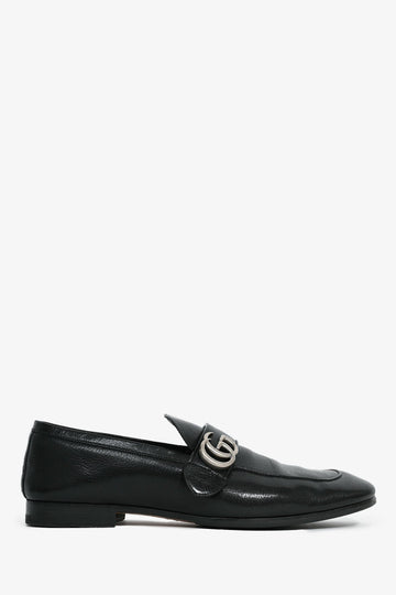 Gucci Black Leather Silver CS Loafers Size 9 Mens