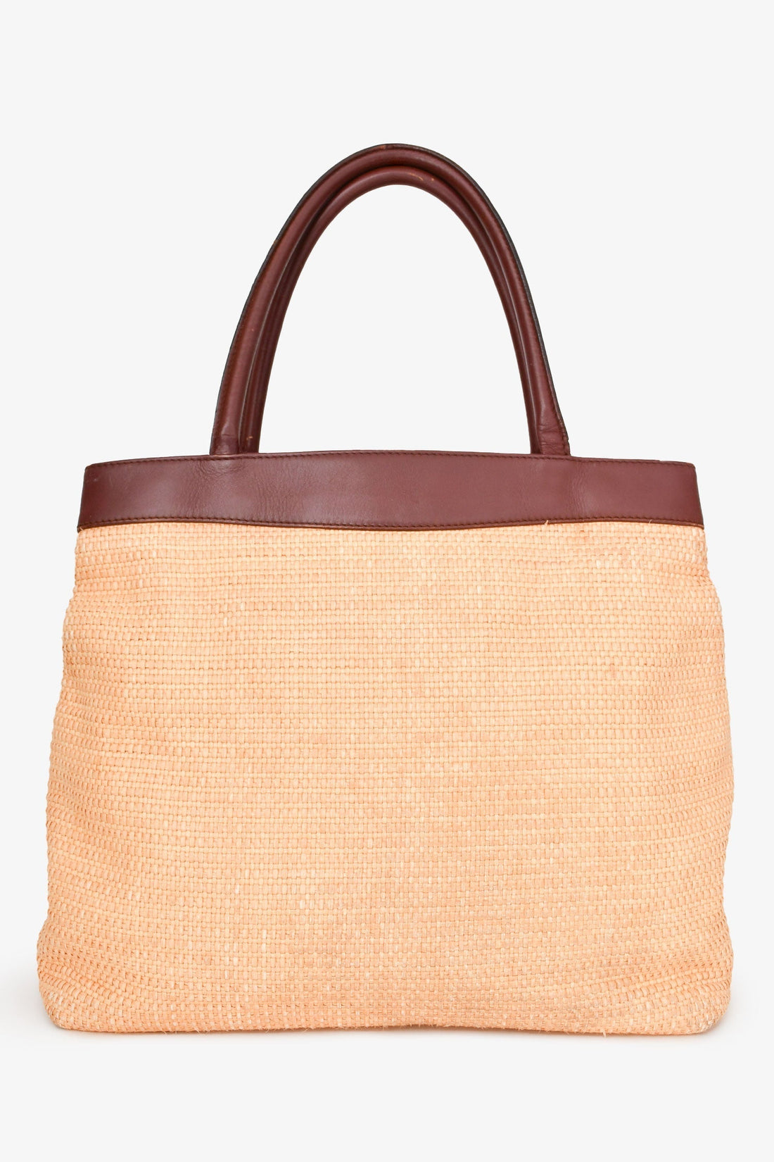 Chanel™ 1997-99 Beige/Brown Straw/Leather CC Tote