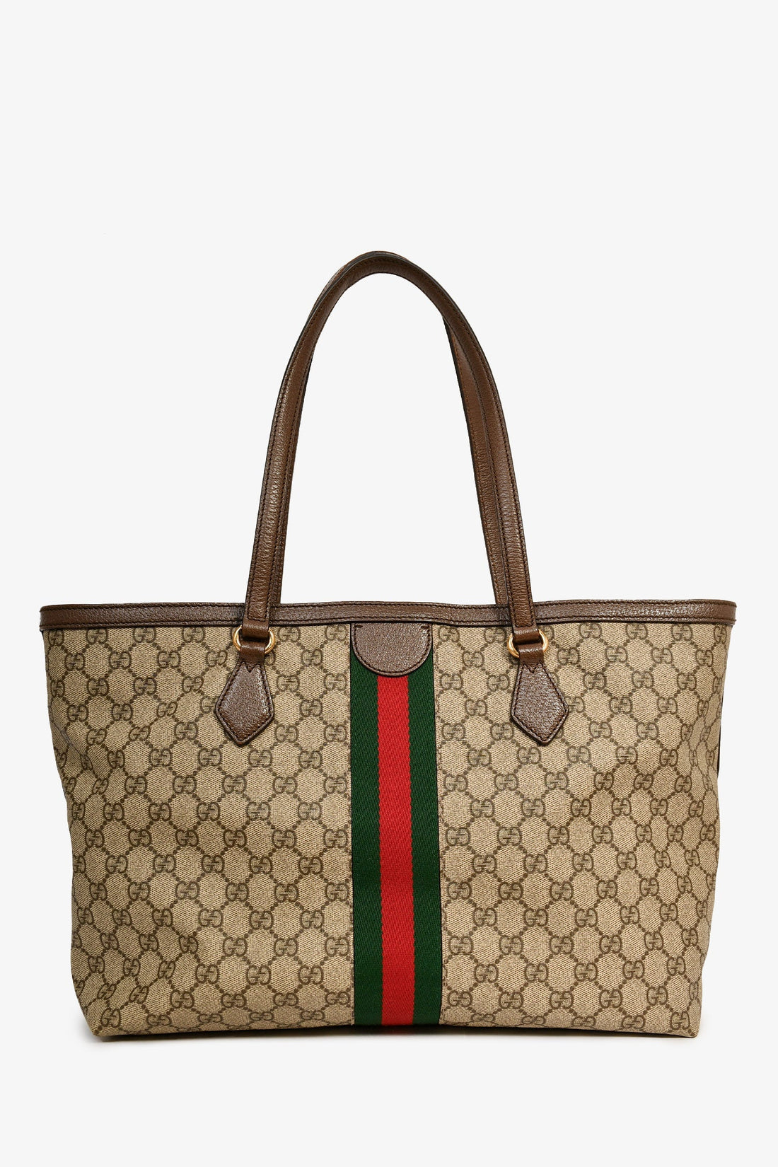 Gucci Beige Canvas Striped Medium 'Ophidia' Tote