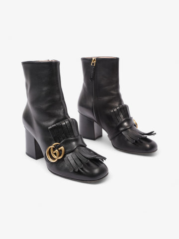 Gucci EC Marmont Fringe Block Heel 70mm Black Leather EU 37 UK 4
