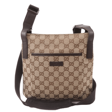 GUCCI CS Canvas Leather Shoulder Bag Beige Brown 122793