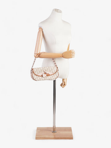 Christian Dior Romantic Shoulder Bag Beige / Pink Canvas