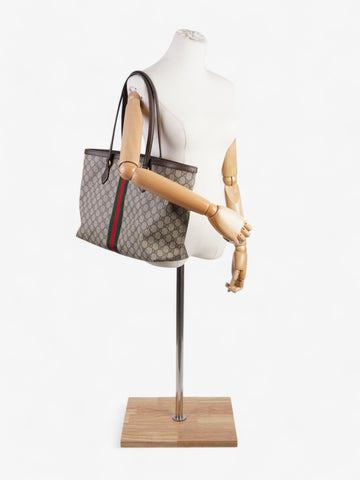 Gucci Ophelia Tote CS Supreme / Brown / Green Coated Canvas Medium