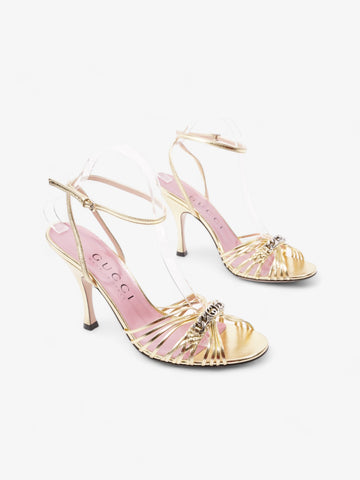 Gucci EC Chain Sandals 70mm Gold Leather EU 39.5 UK 6.5