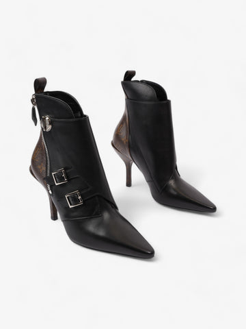 Louis Vuitton Janet Ankle Boots 80 Black / Brown Monogram Leather EU 39 UK 6