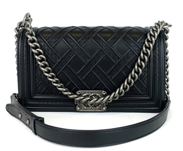 Chanel Boy Lattice Weave New Medium Leather Bag
