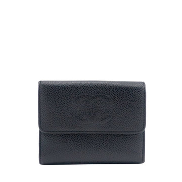 Chanel CC Timeless Trifold Caviar Leather Wallet