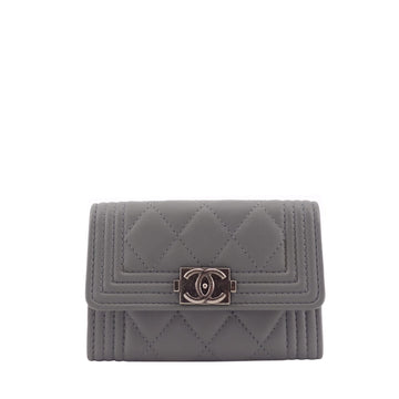 Chanel Boy Lambskin Leather Card Holder