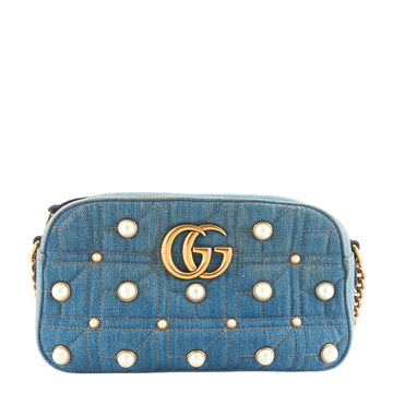 Gucci Pearly EC Marmont Small Denim Camera Bag