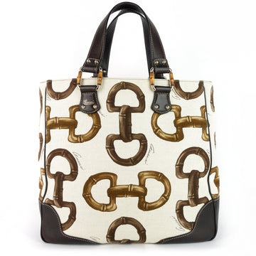 Gucci Bamboo Horsebit Print Canvas Tote Bag