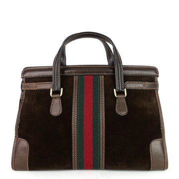Gucci Suede Web Stripe Tote Bag