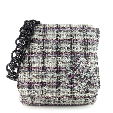 Chanel Floral Appliqué Tweed Messenger Bag
