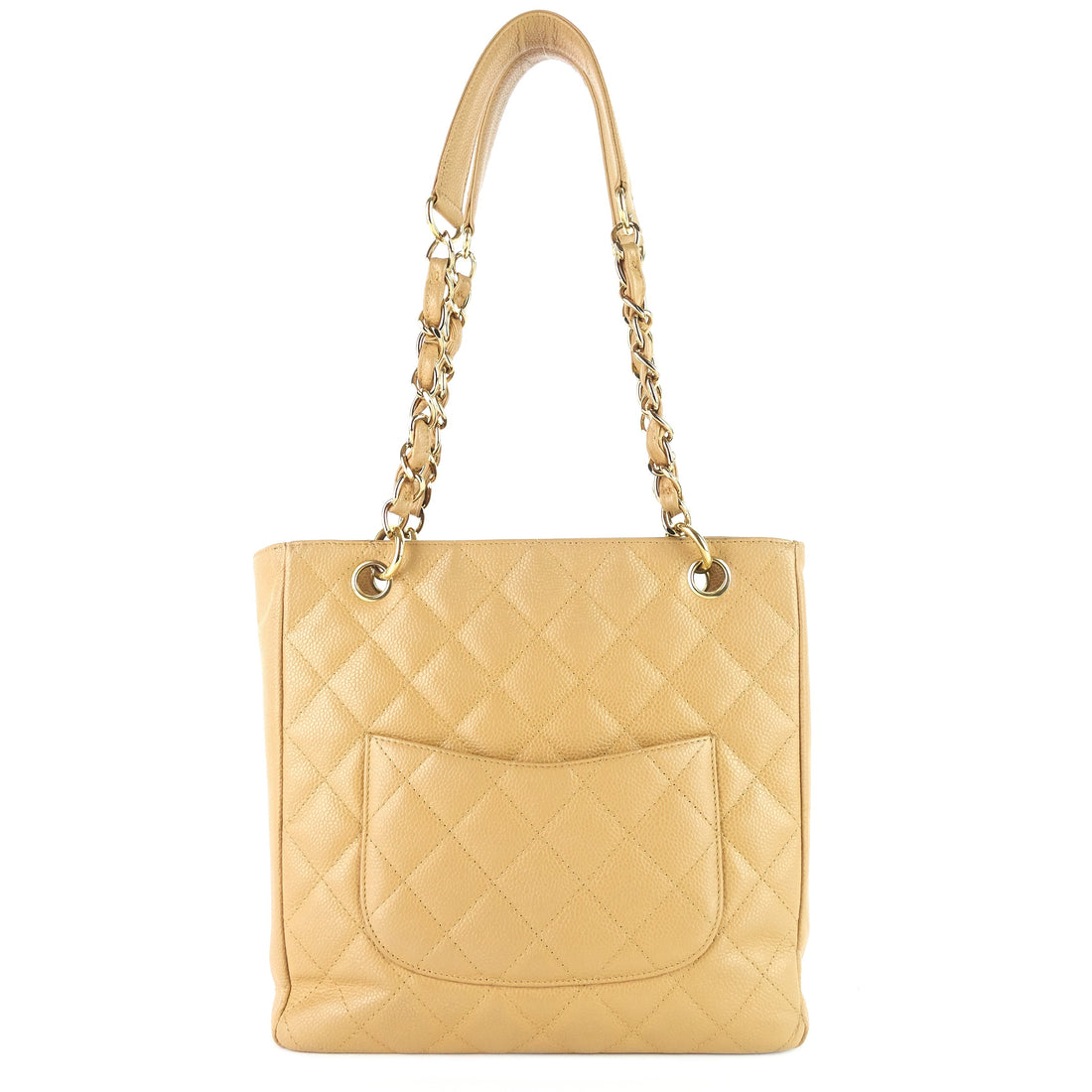 Chanel Petite Shopping Tote Quilted Caviar Leather Bag