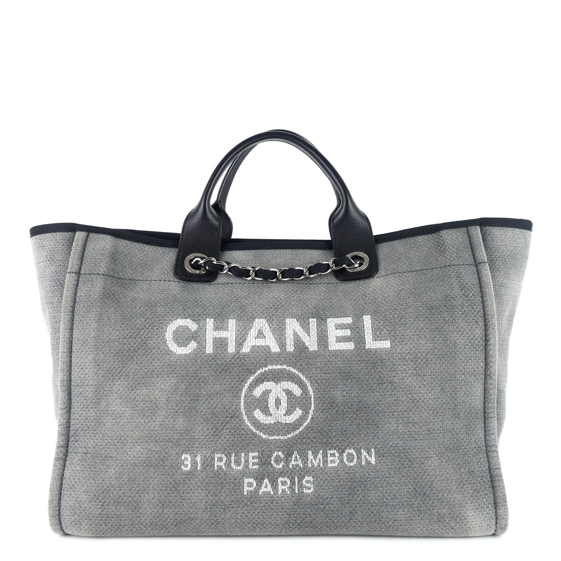 Chanel Deauville Medium Canvas Shopping Tote Bag