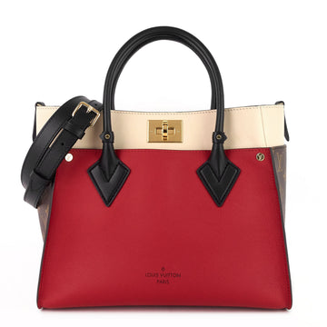 Louis Vuitto On My Side Pirate Red Calfskin and Monogram Canvas Tote Bag