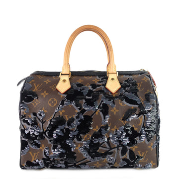Louis Vuitto Speedy 30 Fleur de Jais Monogram Canvas Sequin Bag