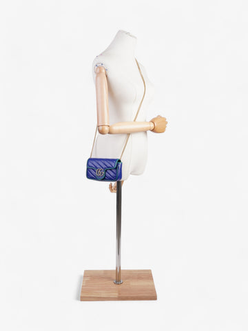 Gucci EC Marmont Blue / Green Matelasse Leather Super Mini